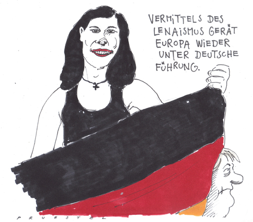 Cartoon: deutsches fräulein (medium) by Andreas Prüstel tagged lena,merkel,europa,deutschland,pop,lena meyer,europa,deutschland,pop,grand prix,eurovision song contest,esc,sieg,lena,meyer,grand,prix,eurovision,song,contest