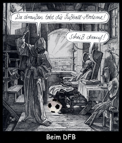 Cartoon: dfb (medium) by Andreas Prüstel tagged deutscher,fußballbund,erneuerung,fußballweltmeisterschaft,vorrundenaus,perspektive,fußball,holzschnitt,alfred,rethel,cartoon,collage,andreas,pruestel,deutscher,fußballbund,erneuerung,fußballweltmeisterschaft,vorrundenaus,perspektive,fußball,holzschnitt,alfred,rethel,cartoon,collage,andreas,pruestel