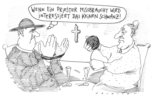 Cartoon: die andere seite (medium) by Andreas Prüstel tagged kirchlicher,mißbrauchsskandal,priester,haushälterin,katholische kirche,missbrauch,mißbrauch,priester,papst,religion,skandal,katholische,kirche