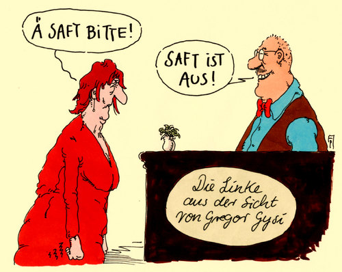 Cartoon: die linke (medium) by Andreas Prüstel tagged die,linke,gregor,gysi,kritik,kraftlos,saftlos,saft,afd,rechtspopulismus,cartoon,karikatur,andreas,pruestel,die,linke,gregor,gysi,kritik,kraftlos,saftlos,saft,afd,rechtspopulismus,cartoon,karikatur,andreas,pruestel