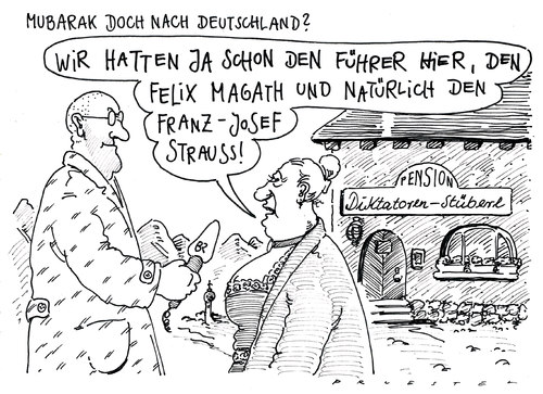 Cartoon: diktatoren stüberl (medium) by Andreas Prüstel tagged bayern,asyl,ausreise,rücktritt,ägypten,mubarak,mubarak,rücktritt,asyl,ausreise,bayern