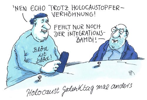 Cartoon: echo (medium) by Andreas Prüstel tagged echo,preisverleihung,raper,text,holocaustopferverhöhnung,holocaustgedenktag,integrationsbambi,cartoon,karikatur,andreas,pruestel,echo,preisverleihung,raper,text,holocaustopferverhöhnung,holocaustgedenktag,integrationsbambi,cartoon,karikatur,andreas,pruestel