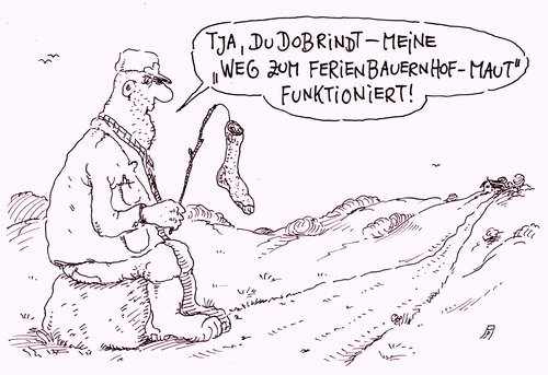 Cartoon: erfolgsmaut (medium) by Andreas Prüstel tagged maut,dobrindt,ausländermaut,eu,verfahren,gegen,deutschland,pkw,csu,ferienbauernhof,wegemaut,bauer,cartoon,karikatur,andreas,pruestel,maut,dobrindt,ausländermaut,eu,verfahren,gegen,deutschland,pkw,csu,ferienbauernhof,wegemaut,bauer,cartoon,karikatur,andreas,pruestel