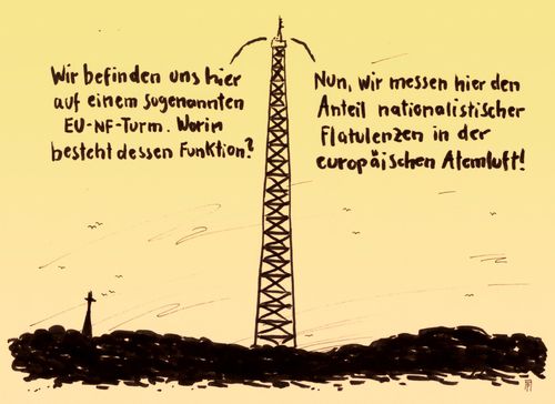 Cartoon: eu-turm (medium) by Andreas Prüstel tagged eu,europa,nationalismus,nationen,flatulenzen,atemluft,cartoon,karikatur,andreas,pruestel,eu,europa,nationalismus,nationen,flatulenzen,atemluft,cartoon,karikatur,andreas,pruestel