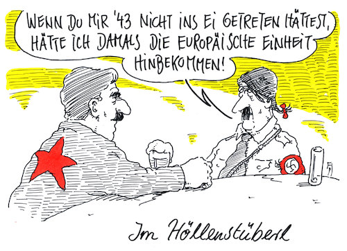 Cartoon: europäische einheit (medium) by Andreas Prüstel tagged hölle,stalin,hitler,zweiter,weltkrieg,stalingrad,europäische,einheit,cartoon,karikatur,andreas,pruestel,hölle,stalin,hitler,zweiter,weltkrieg,stalingrad,europäische,einheit,cartoon,karikatur,andreas,pruestel