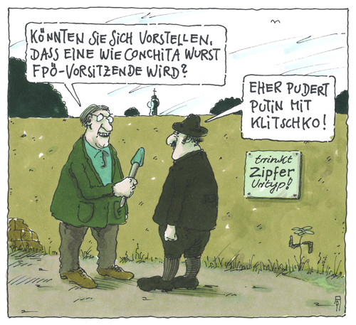 Cartoon: FPÖ (medium) by Andreas Prüstel tagged österreich,oarteien,fpö,konserative,rechtspopulisten,parteivorsitzende,conchita,wurst,esc,eurovision,song,contest,siegertitel,toleranz,minderheiten,homophobie,schwule,travestie,cartoon,karikatur,andreas,pruestel,österreich,oarteien,fpö,konserative,rechtspopulisten,parteivorsitzende,conchita,wurst,esc,eurovision,song,contest,siegertitel,toleranz,minderheiten,homophobie,schwule,travestie,cartoon,karikatur,andreas,pruestel