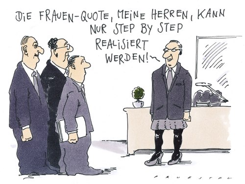 Cartoon: frauenquote (medium) by Andreas Prüstel tagged frauenquote,vorstandsetage,unternehmensspitze,frauenquote,firma,unternehmen,frauen,quote,job,arbeit,gleichberechtigung