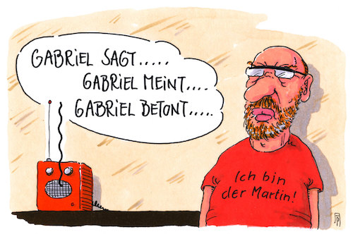 Cartoon: gabriel sagt ... (medium) by Andreas Prüstel tagged spd,gabriel,präsenz,interviews,aussagen,parteichef,schulz,cartoon,karikatur,andreas,pruestel,spd,gabriel,präsenz,interviews,aussagen,parteichef,schulz,cartoon,karikatur,andreas,pruestel