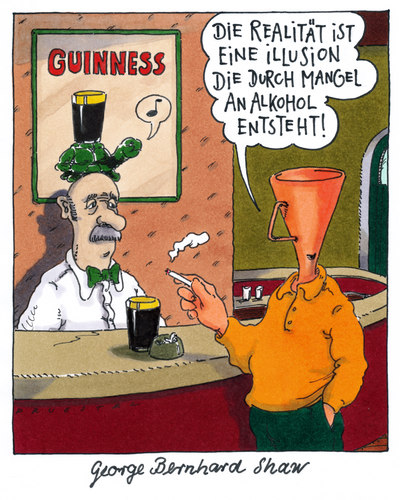 Cartoon: george bernard shaw (medium) by Andreas Prüstel tagged realität,pub,irland,guinness,alkoholismus,zitat,shaw,shaw,zitat,alkoholismus,guinness,irland,pub,realität