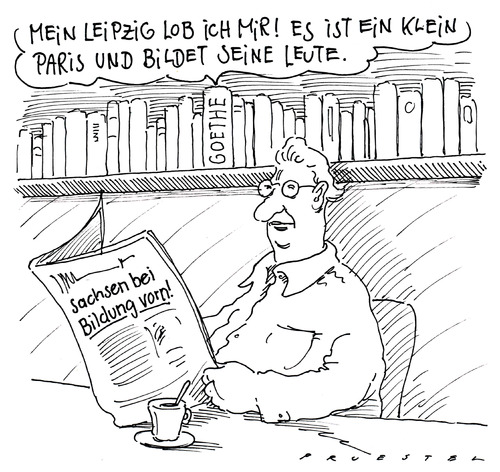 Cartoon: goethe lebt (medium) by Andreas Prüstel tagged sachsen,bildung,bildungsranking,goethe,leipzig,sachsen,bildung,bildungsranking,leipzig,goethe