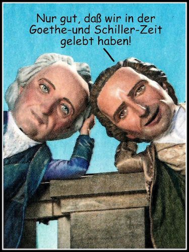 Cartoon: goethe und schiller (medium) by Andreas Prüstel tagged goethe,schiller,cartoon,collage,andreas,pruestel