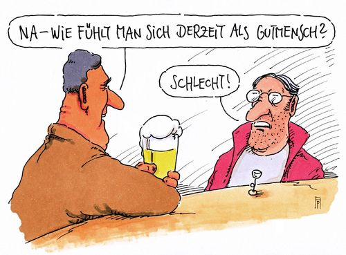 Cartoon: gutmensch (medium) by Andreas Prüstel tagged flüchtlingskrise,bedenken,polarisierung,gutmensch,hilfsbereitschaft,cartoon,karikatur,andreas,pruestel,flüchtlingskrise,bedenken,polarisierung,gutmensch,hilfsbereitschaft,cartoon,karikatur,andreas,pruestel