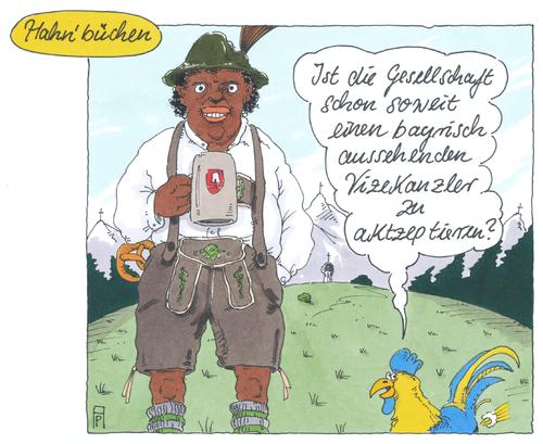 Cartoon: hahn büchen (medium) by Andreas Prüstel tagged jörguwe,hahn,fdp,rassismus,vartoon,karikatur,jörguwe,hahn,fdp,rassismus,vartoon,karikatur
