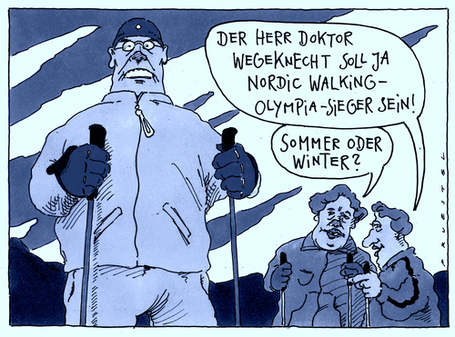 Cartoon: herr wegeknecht (medium) by Andreas Prüstel tagged nordic,walking,olympia,olympiasieger,cartoon,karikatur,andreas,pruestel,nordic,walking,olympia,olympiasieger,cartoon,karikatur,andreas,pruestel