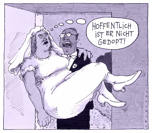 Cartoon: hoffentlich (medium) by Andreas Prüstel tagged heirat,ehe,doping,cartoon,karikatur,andreas,pruestel,heirat,ehe,doping,cartoon,karikatur,andreas,pruestel