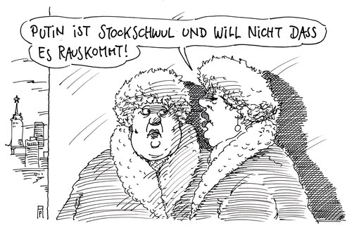 Cartoon: homo russia (medium) by Andreas Prüstel tagged russland,homosexualität,schwule,gesetz,putin,cartoon,karikatur,russland,homosexualität,schwule,gesetz,putin,cartoon,karikatur