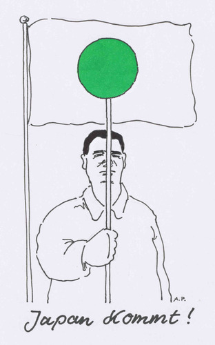 Cartoon: japan kommt! (medium) by Andreas Prüstel tagged japan,umweltbewegung,grünepartei