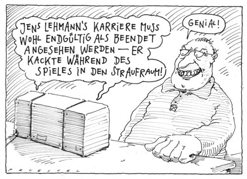 Cartoon: jens l. (medium) by Andreas Prüstel tagged jens,lehmann,fußball,torhüter,jens lehmann,fußball,torhüter,sport,fussball,jens,lehmann