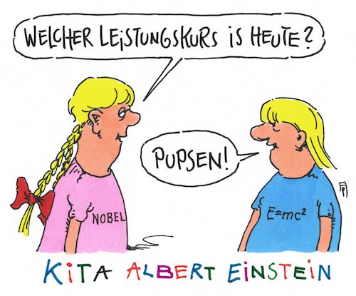 Cartoon: kita spezial (medium) by Andreas Prüstel tagged kita,leistungskurse,albert,einstein,cartoon,karikatur,andreas,pruestel,kita,leistungskurse,albert,einstein,cartoon,karikatur,andreas,pruestel