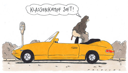 Cartoon: klassenkampf (medium) by Andreas Prüstel tagged klassenkampf,autonome,nobelkarossen,klassenkampf,autonome,oberschicht,unterschicht,mittelschicht,reichtum,armut