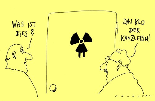 Cartoon: klo (medium) by Andreas Prüstel tagged merkel,kanzlerin,wc,atompolitik,angela merkel,atomkraftwerk,atomkraft,akw,natur,umwelt,atompolitik,kanzlerin,angela,merkel