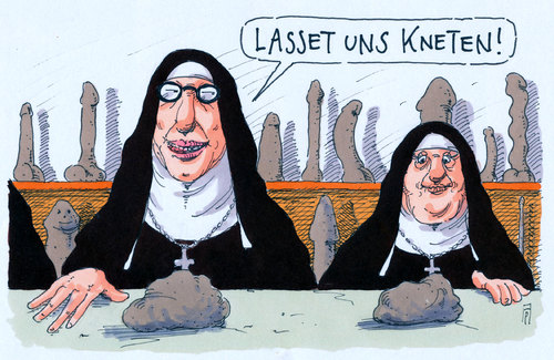 Cartoon: kneten (medium) by Andreas Prüstel tagged nonnen,kloster,knete,kneten,dildo,cartoon,karikatur,andreas,pruestel,nonnen,kloster,knete,kneten,penis,dildo,cartoon,karikatur,andreas,pruestel