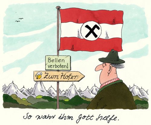 Cartoon: kreuzl (medium) by Andreas Prüstel tagged österreich,präsidentschaftswahlen,alexander,van,der,bellen,norbert,hofer,wahlslogan,rechtspopulismus,nationalismus,erzkonservativ,cartoon,karikatur,andreas,pruestel,österreich,präsidentschaftswahlen,alexander,van,der,bellen,norbert,hofer,wahlslogan,rechtspopulismus,nationalismus,erzkonservativ,cartoon,karikatur,andreas,pruestel