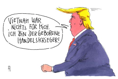 Cartoon: krieger (medium) by Andreas Prüstel tagged usa,trump,handelskrieg,zölle,vietnamkrieg,cartoon,karikatur,andreas,pruestel,usa,trump,handelskrieg,zölle,vietnamkrieg,cartoon,karikatur,andreas,pruestel