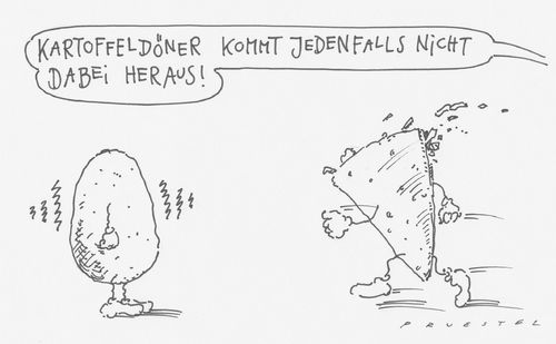 Cartoon: kulturgüter (medium) by Andreas Prüstel tagged kartoffel,döner,sogenanntedeutschfeindlichkeit,muslime,deutsche,schüler,kartoffel,döner,muslime,deutsche,schüler