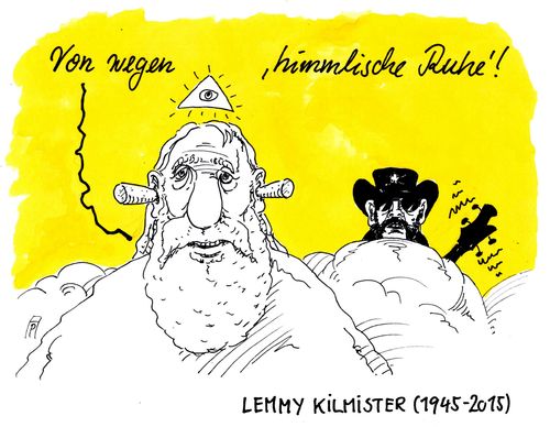 Cartoon: lemmy kilmister (medium) by Andreas Prüstel tagged lemmy,kilmister,motörhead,heavy,metal,rock,and,roll,bassist,rocklegende,himmel,gott,lärm,cartoon,karikatur,andreas,pruestel,lemmy,kilmister,motörhead,heavy,metal,rock,and,roll,bassist,rocklegende,himmel,gott,lärm,cartoon,karikatur,andreas,pruestel