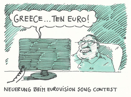 Cartoon: malmö 2013 (medium) by Andreas Prüstel tagged eurovision,song,contest,malmö,punktvergabe,griechenland,cartoon,karikatur,andreas,prüstel,eurovision,song,contest,malmö,punktvergabe,griechenland,cartoon,karikatur,andreas,prüstel