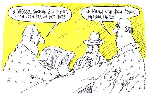 Cartoon: mann mit hut (medium) by Andreas Prüstel tagged terror,terroranschläge,brüssel,tätersuche,roger,cicero,helmut,schön,cartoon,karikatur,andreas,prüstel,terror,terroranschläge,brüssel,tätersuche,roger,cicero,helmut,schön,cartoon,karikatur,andreas,prüstel