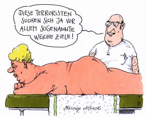 Cartoon: massage attack (medium) by Andreas Prüstel tagged massage,ziele,weiche,terrorziele,islamisten,terroristen,terror,masseur,cartoon,karikatur,andreas,pruestel,terror,terroristen,islamisten,terrorziele,weiche,ziele,massage,masseur,cartoon,karikatur,andreas,pruestel