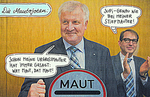 Cartoon: mautojoten (medium) by Andreas Prüstel tagged csu,seehofer,dobrindt,maut,urgroßmutter,stiefmutter,cartoon,karikatur,andreas,pruestel,csu,seehofer,dobrindt,maut,urgroßmutter,stiefmutter,cartoon,karikatur,andreas,pruestel