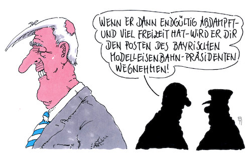 Cartoon: mehr freizeit (medium) by Andreas Prüstel tagged horst,seehofer,csu,rücktritt,parteivorsitz,modelleisenbahn,cartoon,karikatur,andreas,pruestel,horst,seehofer,csu,rücktritt,parteivorsitz,modelleisenbahn,cartoon,karikatur,andreas,pruestel