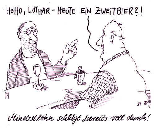 Cartoon: mindestlohn (medium) by Andreas Prüstel tagged mindestlohn,mindestlohneinführung,kneipe,bier,zweitbier,wirt,lothar,cartoon,karikatur,andreas,pruestel,mindestlohn,mindestlohneinführung,kneipe,bier,zweitbier,wirt,lothar,cartoon,karikatur,andreas,pruestel