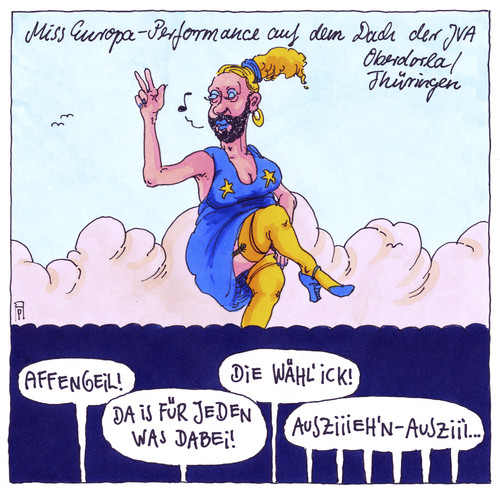 Cartoon: miss europa (medium) by Andreas Prüstel tagged europa,miss,europawahl,jva,oberdorla,thüringen,cartoon,karikatur,andreas,pruestel,europa,miss,europawahl,jva,oberdorla,thüringen,cartoon,karikatur,andreas,pruestel