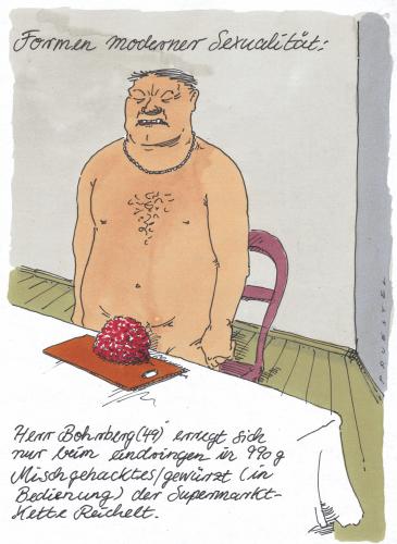 Cartoon: nach dem einkauf (medium) by Andreas Prüstel tagged mischhack,ersatzsex,single,sexualität,sex,nackt,mann,männer,vorlieben,vorliebe,fetisch,fetischismus,fetischist,perversion,fleisch,hack,hackfleisch,mischhack,single,solo,alleine,einsamkeit,sexleben,supermarkt,lebensmittel,ernährung,nahrung,essen,befriedigung,lust,leidenschaft,liebe,bedürfnis,ersatz,alternative,frau,frauen,geschlechtsverkehr,masturbation,masturbieren,selbstbefriedigung,errektion,intim,erregung