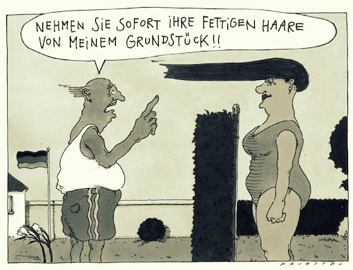 Cartoon: nachbarschaft (medium) by Andreas Prüstel tagged nachbarn,nachbarschaft,grundstück,haare,cartoon,karikatur,andreas,pruestel,nachbarn,nachbarschaft,grundstück,haare,cartoon,karikatur,andreas,pruestel