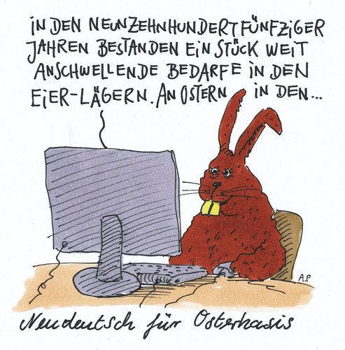 Cartoon: neudeutsch (medium) by Andreas Prüstel tagged neudeutsch,sprache,osterhase,ostern