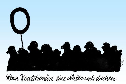 Cartoon: nullrunde (medium) by Andreas Prüstel tagged koalitionsverhandlungen,einigung,schwarze,null,cartoon,karikatur,andreas,pruestel,koalitionsverhandlungen,einigung,schwarze,null,cartoon,karikatur,andreas,pruestel