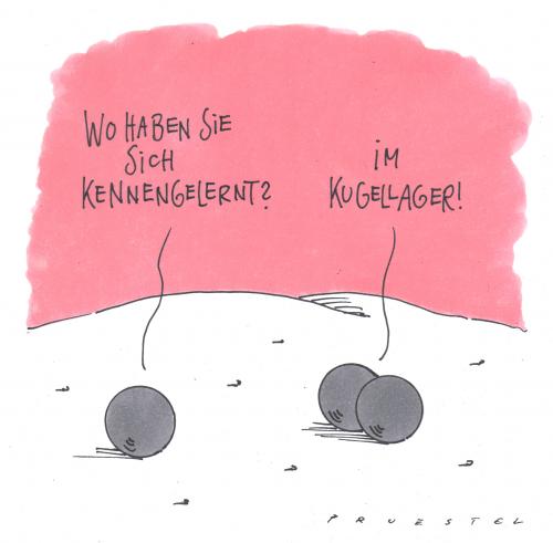 Cartoon: o.t. (medium) by Andreas Prüstel tagged kugel,kugellager,kennenlernen,cartoon,kugeln,kugel,lager,kugellager,waffen,waffe,krieg,militär,beziehung,paar,liebe,kennenlernen,date,treffen,partnerschaft