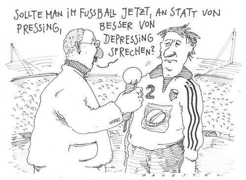 Cartoon: o.t. (medium) by Andreas Prüstel tagged fussball,depressionen,leistungsdruck,fußball,fussball,depressionen,leistungsdruck,druck,leistung,sportler,sport,erwartungen,job,beruf,karriere,stress