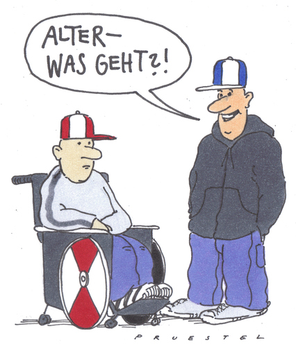 Cartoon: o.t. (medium) by Andreas Prüstel tagged jugendsprache,rollstuhl,aktivität