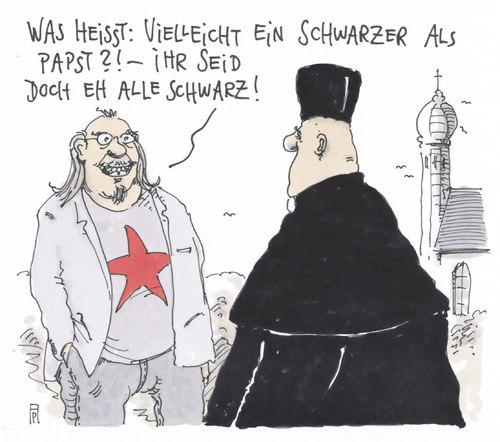 Cartoon: papstfindung (medium) by Andreas Prüstel tagged rücktritt,papst,neubesetzung,pastor,pfaffe,cartoon,karikatur,papst,rücktritt,neubesetzung,pastor,pfaffe,cartoon,karikatur