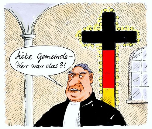 Cartoon: pegida-kreuz (medium) by Andreas Prüstel tagged pruestel,andreas,karikatur,cartoon,flüchtlingszustrom,islam,fremdenfeindlichkeit,gemeinde,pfarrer,nationalismus,christentum,kreuz,montagsspaziergänge,pegida,pegida,montagsspaziergänge,kreuz,christentum,nationalismus,pfarrer,gemeinde,fremdenfeindlichkeit,islam,flüchtlingszustrom,cartoon,karikatur,andreas,pruestel