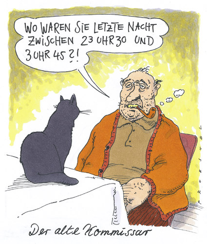 Cartoon: pensionär (medium) by Andreas Prüstel tagged kriminalist,kriminalkommissar,rente,ruhestand,verhör,katze,kriminalist,kriminalkommissar,rente,ruhestand,verhör,katze,kriminalität