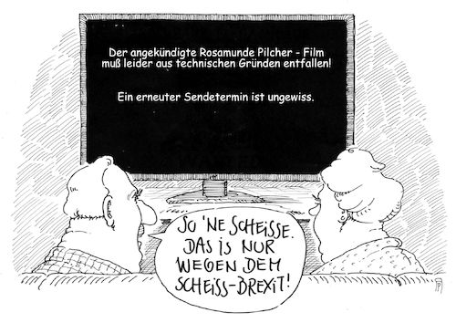 Cartoon: pilcher-film (medium) by Andreas Prüstel tagged großbritannien,eu,brexit,rosamunde,pilcher,tv,cartoon,karikatur,andreas,pruestel,großbritannien,eu,brexit,rosamunde,pilcher,tv,cartoon,karikatur,andreas,pruestel