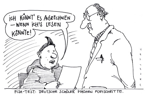 Cartoon: pisatest (medium) by Andreas Prüstel tagged pisatest,schülerleistungen,schüler,lehrer,deutschland,lesen,rechnen,schüler,lehrer,deutschland,lesen,rechnen,bildung,wissen,pisa