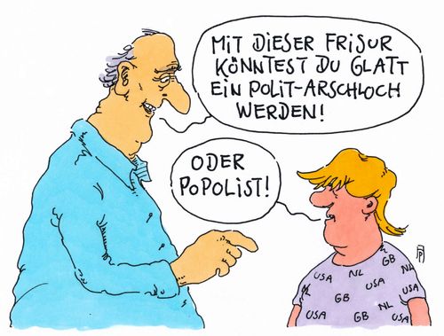 Cartoon: polit-frisur (medium) by Andreas Prüstel tagged rechtspopulisten,populisten,großbritannien,brexit,boris,johnson,usa,donald,trump,niederlande,geert,wilders,cartoon,karikatur,andreas,pruestel,rechtspopulisten,populisten,großbritannien,brexit,boris,johnson,usa,donald,trump,niederlande,geert,wilders,cartoon,karikatur,andreas,pruestel